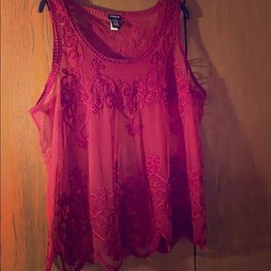 CLOSING 2/15 Torrid Sheer, embroidered tank top